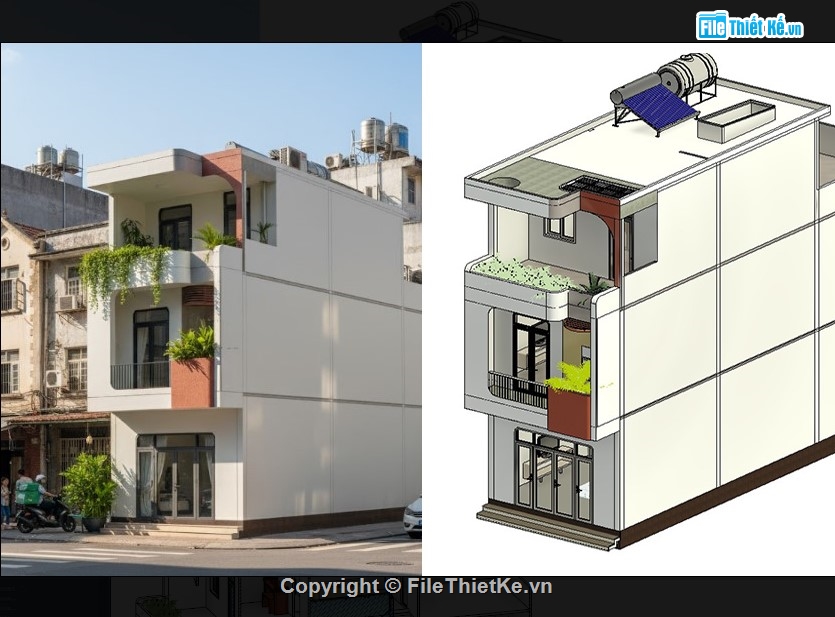 revit nhà phố,revit nhà phố 5x15m,revit nhà phố 3 tầng 7.5x14