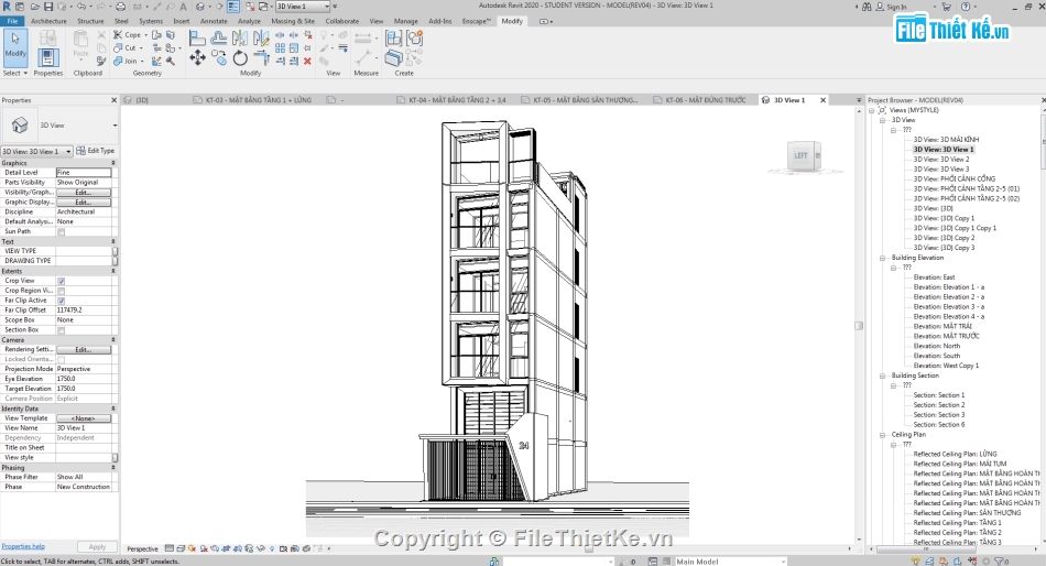 Revit nhà phố 4 tầng,File revit nhà phố 4 tầng,Nhà phố 4 tầng file revit,Bản vẽ nhà phố 4 tầng,Nhà phố 4 tầng revit