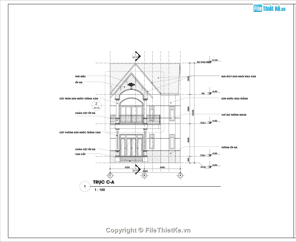 nhà 2 tầng,revit nhà 2 tầng,nhà 2 tầng mái thái