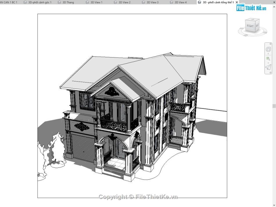 revit nhà 2 tầng,biệt thư 2 tầng 9.6x13.7m,file revit nhà 2 tầng,mẫu revit biệt thự 2 tầng,bản vẽ revit biệt thự 2 tầng