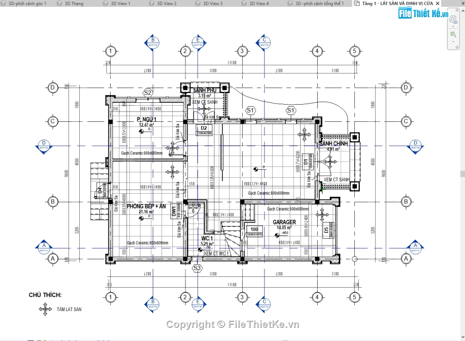 revit nhà 2 tầng,biệt thư 2 tầng 9.6x13.7m,file revit nhà 2 tầng,mẫu revit biệt thự 2 tầng,bản vẽ revit biệt thự 2 tầng