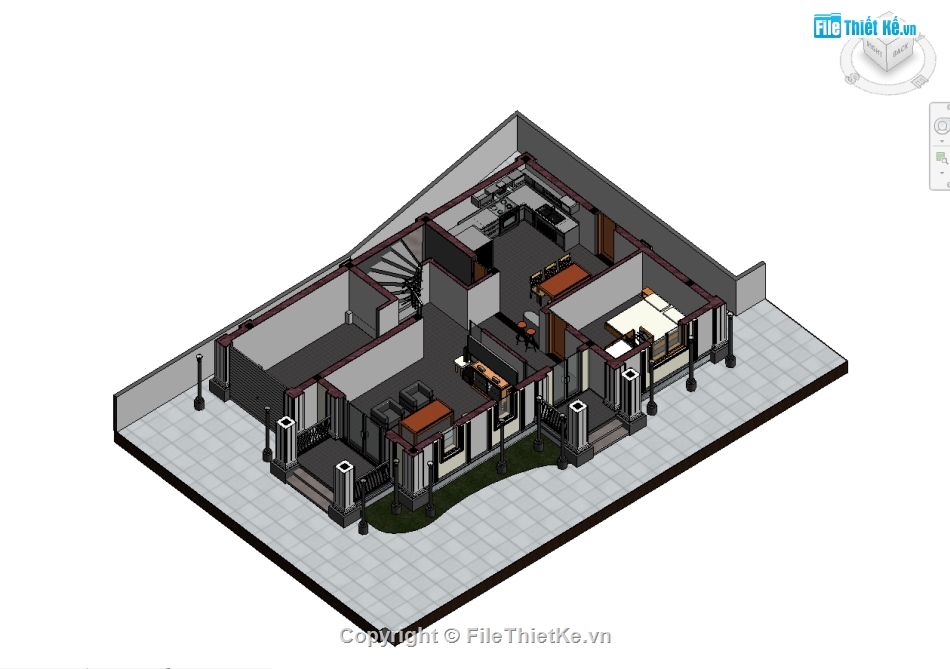 revit nhà 2 tầng,biệt thư 2 tầng 9.6x13.7m,file revit nhà 2 tầng,mẫu revit biệt thự 2 tầng,bản vẽ revit biệt thự 2 tầng