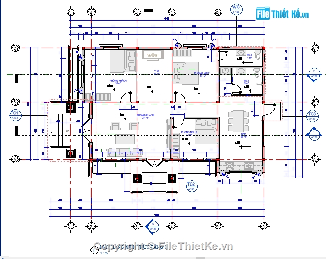 File revit Nhà cấp 4,revit Nhà cấp 4,bản vẽ  revit Nhà cấp 4,revit Nhà cấp 4 mái thái,Nhà cấp 4 mái thái 8.7x15m