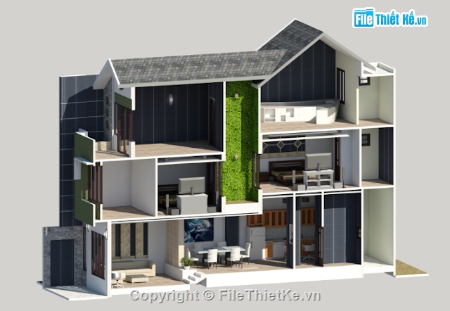 Kiến trúc nhà dân,nội thất nhà,lệch tầng,File revit nhà lệch tầng