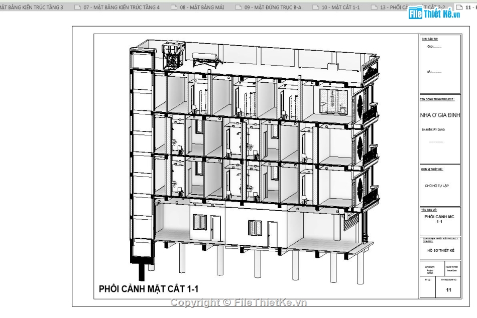 revit nhà nghỉ 4 tầng,file revit nhà nghỉ,revit nhà nghỉ