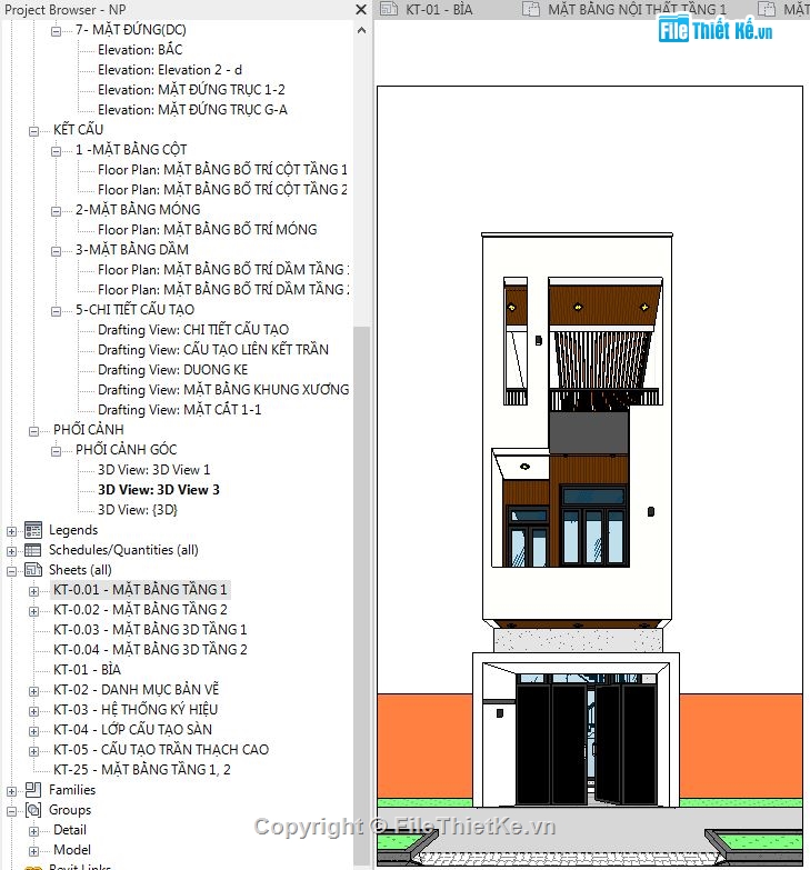 Bản vẽ revit nhà phố 3 tầng,File revit nhà phố 3 tầng,revit nhà phố 3 tầng,bản vẽ nhà phố 3 tầng,revit nhà phố 3 tầng 4x18m