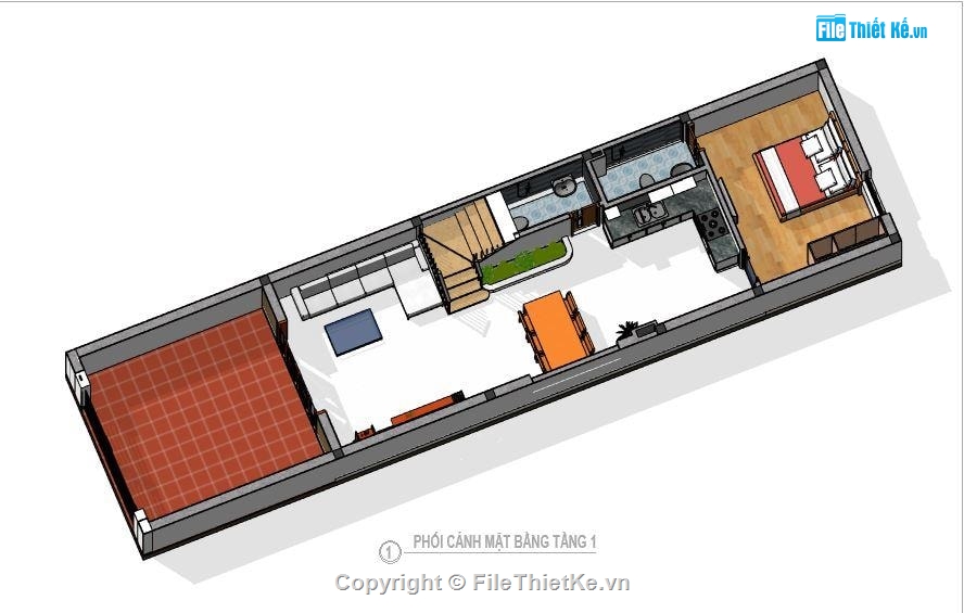 File Revit Nhà phố,File revit nhà phố 3 tầng,Nhà phố 3 tầng revit,revit Nhà phố 3 tầng 5x20m