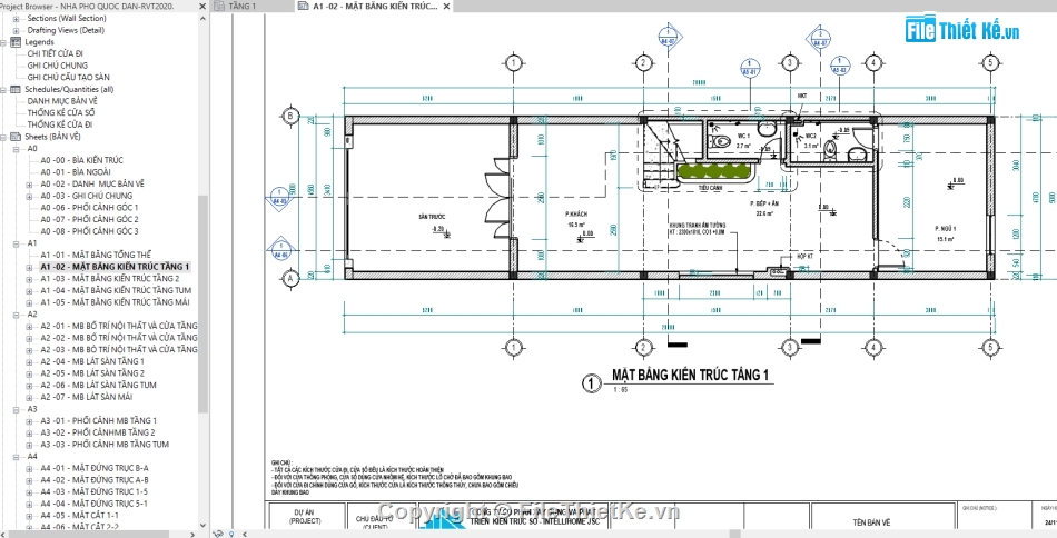 File Revit Nhà phố,File revit nhà phố 3 tầng,Nhà phố 3 tầng revit,revit Nhà phố 3 tầng 5x20m