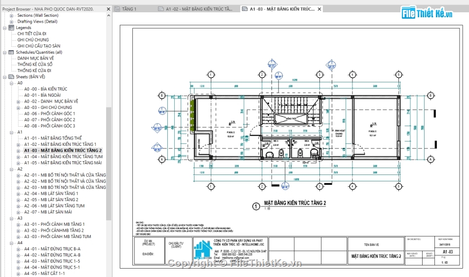 File Revit Nhà phố,File revit nhà phố 3 tầng,Nhà phố 3 tầng revit,revit Nhà phố 3 tầng 5x20m