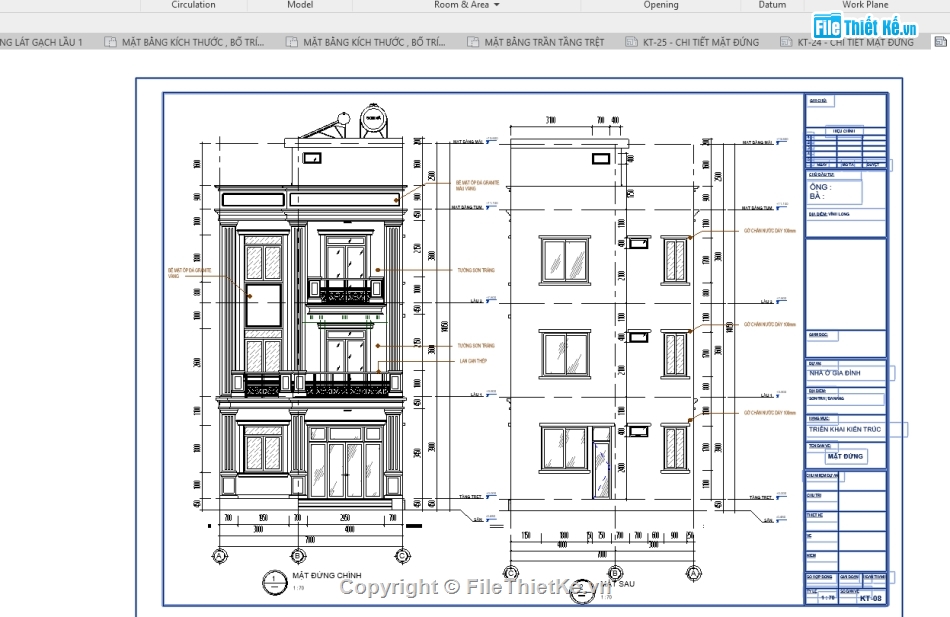 Revit nhà phố tân cổ điển,revit nhà phố 3 tầng,File revit Nhà phố,revit Nhà phố