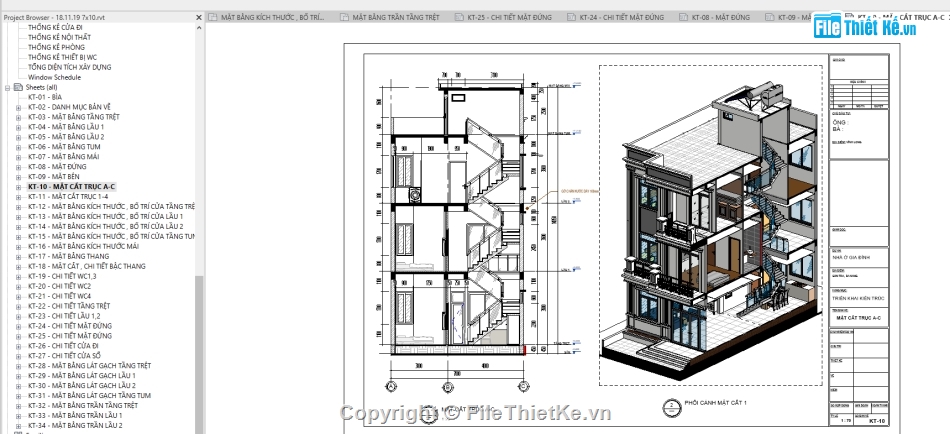 Revit nhà phố tân cổ điển,revit nhà phố 3 tầng,File revit Nhà phố,revit Nhà phố