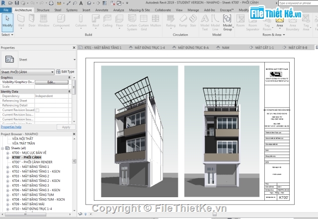 nhà 3 tầng,nhà phố 3 tầng,nhà phố 3.5 tầng,Nhà phố 3 tầng 5.1x11..55m,Bản vẽ Revit nhà phố 3 tầng,bản vẽ nhà phố 3 tầng