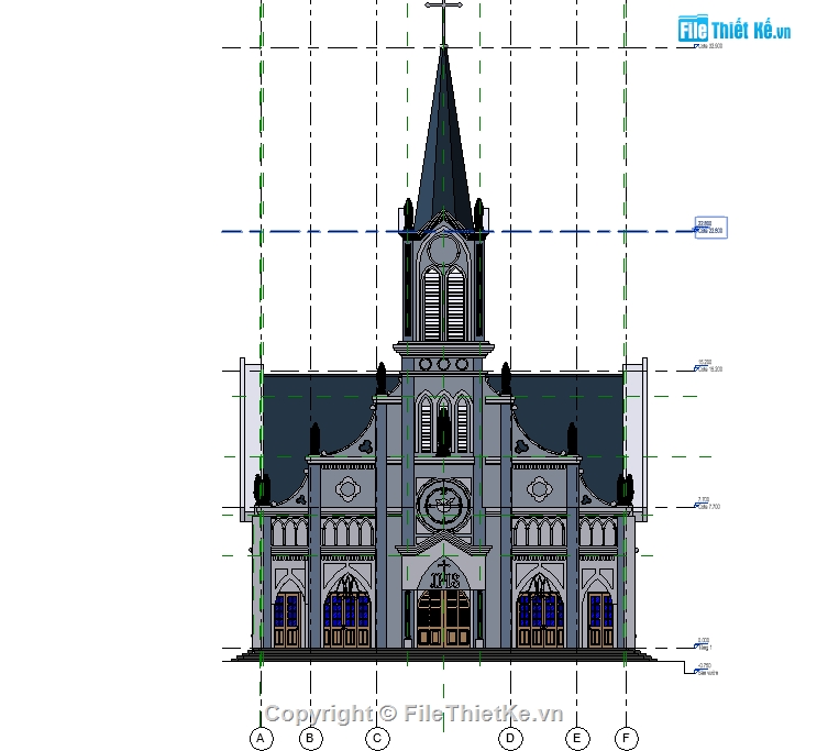 Revit nhà thờ,model nhà thờ,file cad nhà thờ,nhà xứ thiên chúa giáo