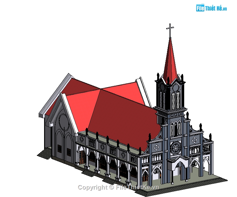 Revit nhà thờ,model nhà thờ,file cad nhà thờ,nhà xứ thiên chúa giáo
