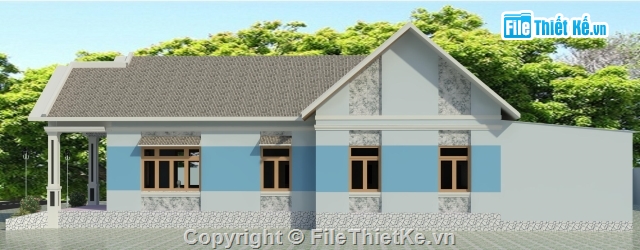 nhà trệt mái thái,Revit nhà 1 tầng kt 6x18,nhà mái thái,bản vẽ revit nhà 1 tầng,thiết kế nhà 1 tầng revit