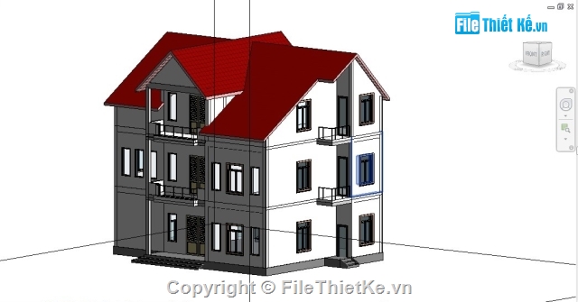 revit,nhà 3 tầng,nhà phố 3 tầng,nhà 3 tầng kiến trúc biệt thự