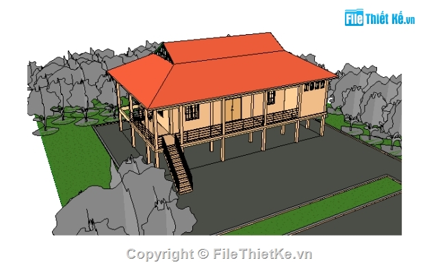 đồ án kiến trúc,file revit achitecture,nhà dân,nhà sàn,bản vẽ nhà sàn,thiết kế nhà sàn