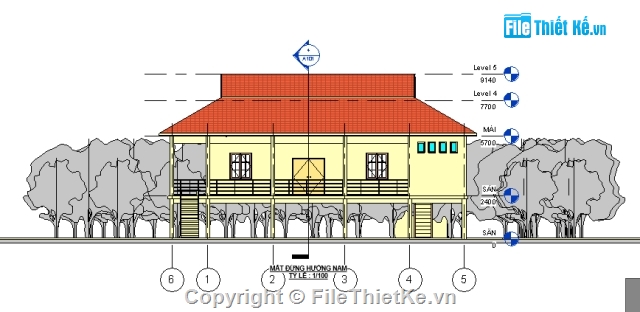 đồ án kiến trúc,file revit achitecture,nhà dân,nhà sàn,bản vẽ nhà sàn,thiết kế nhà sàn