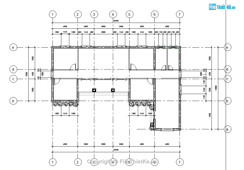 Nhà cấp 4 chữ L,nhà cấp 4 đẹp,file cad nhà cấp 4,nhà cấp 4 file cad,bản vẽ nhà cấp 4,mẫu nhà cấp 4,Nhà cấp 4 20x13m