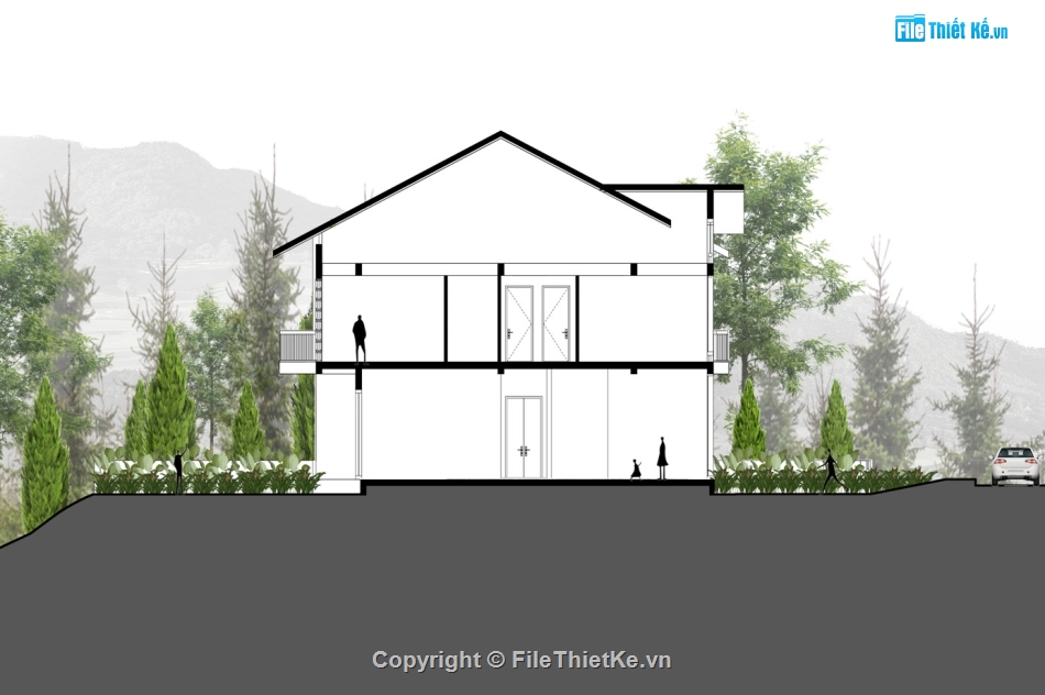 Biệt thự nghĩ dưỡng,biệt thự 2 tầng,revit biệt thự 2 tầng,model su biệt thự 2 tầng,biệt thự nghỉ dưỡng 2 tầng