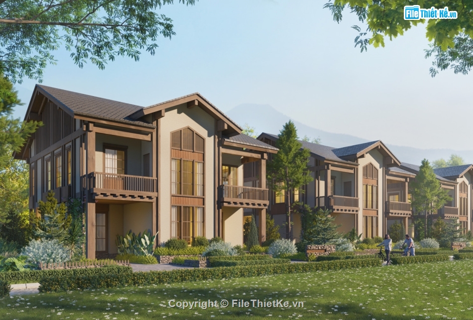 Biệt thự nghĩ dưỡng,biệt thự 2 tầng,revit biệt thự 2 tầng,model su biệt thự 2 tầng,biệt thự nghỉ dưỡng 2 tầng