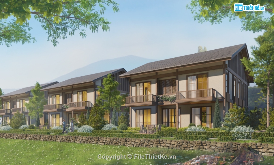 Biệt thự nghĩ dưỡng,biệt thự 2 tầng,revit biệt thự 2 tầng,model su biệt thự 2 tầng,biệt thự nghỉ dưỡng 2 tầng