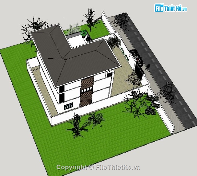 biệt thự nhà phố,biet thu sketchup hien dai,biệt thự vẽ bằng  sketchup,mẫu biệt thự sketchup,model biet thu sketchup