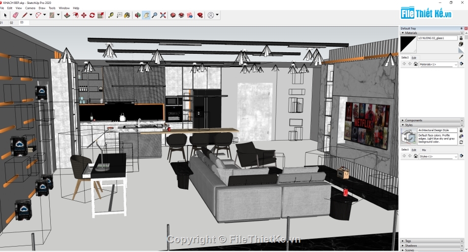 Sketchup nội thất make up,File sketchup nội thất,File Skechup nội thất,Sketchup bếp,file sketchup phòng khách