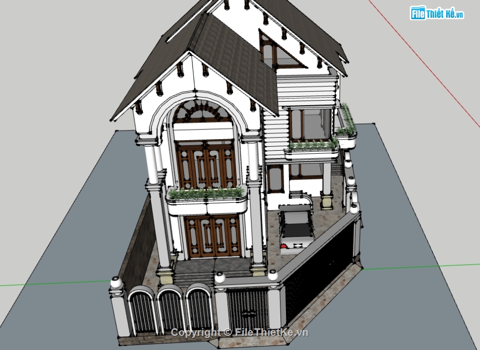 Biệt thự 3 tầng hiện đại,Biệt thự 2 tầng hiện đại,File sketchup Biệt thự hiện đại