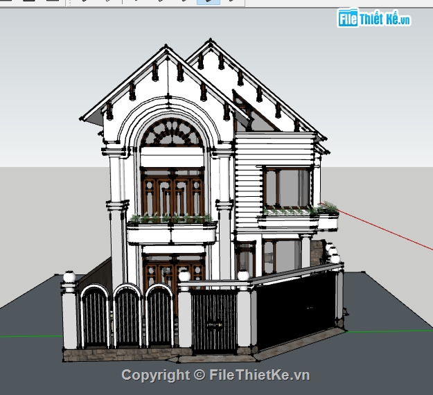 Biệt thự 3 tầng hiện đại,Biệt thự 2 tầng hiện đại,File sketchup Biệt thự hiện đại