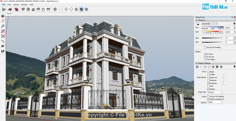 biệt thự 3 tầng sketchup,biệt thự cổ điển 3 tầng,Su biệt thự cổ,file su biệt thự 3 tầng,su biệt thự 3 tầng,Model su biệt thự 3 tầng