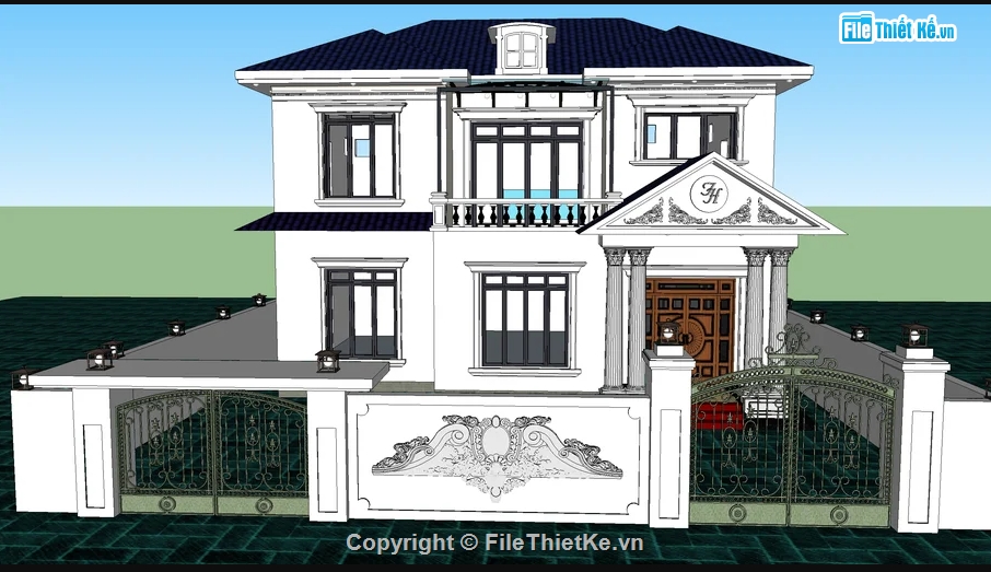 biệt thự 2 tầng su 8.2x12.5m,su biệt thự 2 tầng,sketchup biệt thự,file sketchup biệt thự,sketchup biệt thự 2 tầng