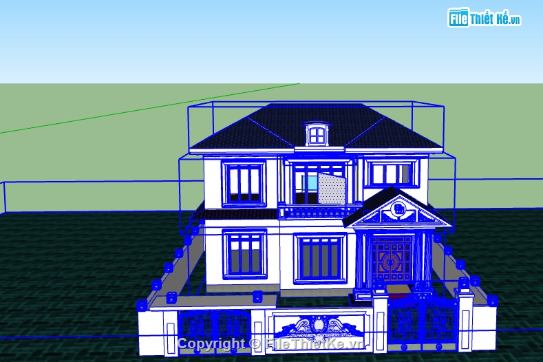 biệt thự 2 tầng su 8.2x12.5m,su biệt thự 2 tầng,sketchup biệt thự,file sketchup biệt thự,sketchup biệt thự 2 tầng