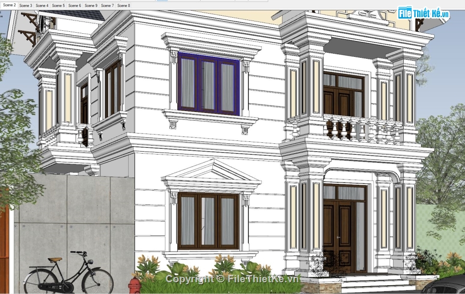 mẫu biệt thự sketchup,model biệt thự sketchup,biệt thự sketchup,file sketchup biệt thự 2 tầng,sketchup biệt thự 2 tầng,file sketchup biệt thự mái thái