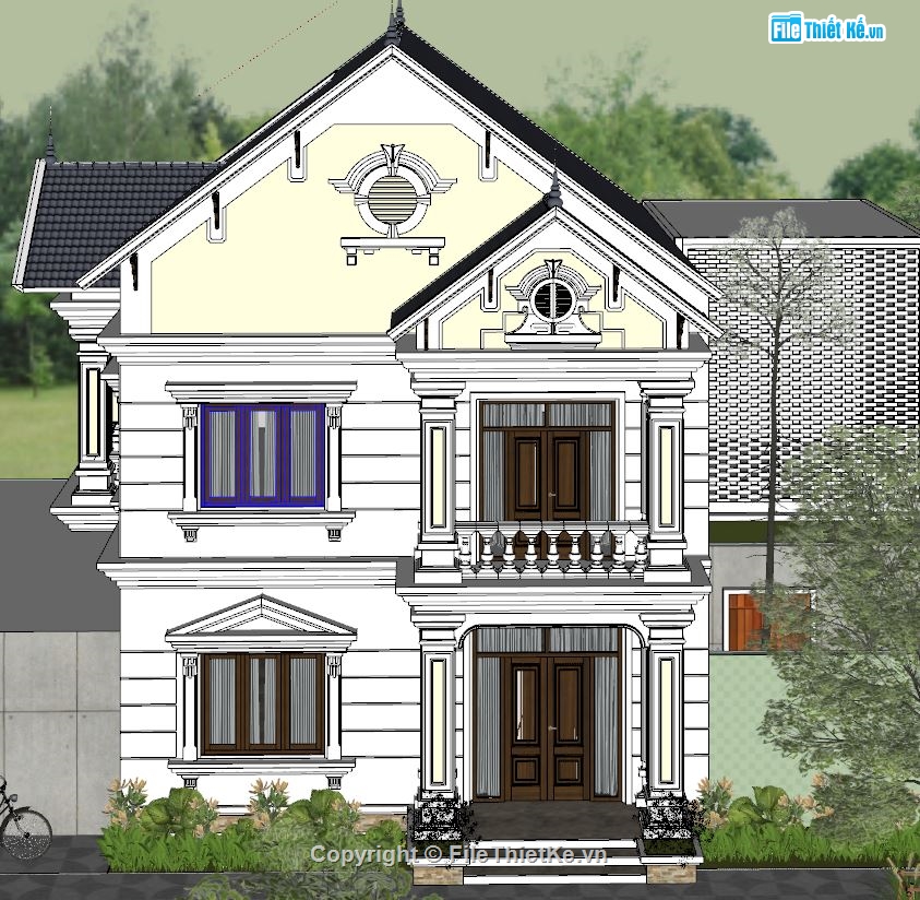 mẫu biệt thự sketchup,model biệt thự sketchup,biệt thự sketchup,file sketchup biệt thự 2 tầng,sketchup biệt thự 2 tầng,file sketchup biệt thự mái thái