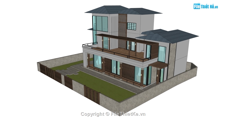 Biệt thự 3 tầng,file sketchup biệt thự 3 tầng,Model sketchup Biệt thự 3 tầng,File su Biệt thự 3 tầng