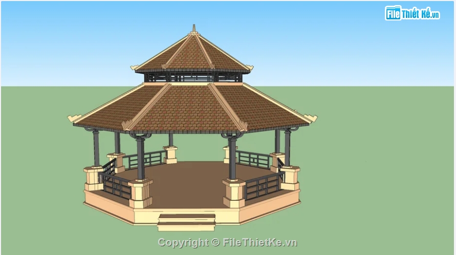 chòi bát giác,Sketchup chòi,Su chòi nghỉ,su chòi bát giác