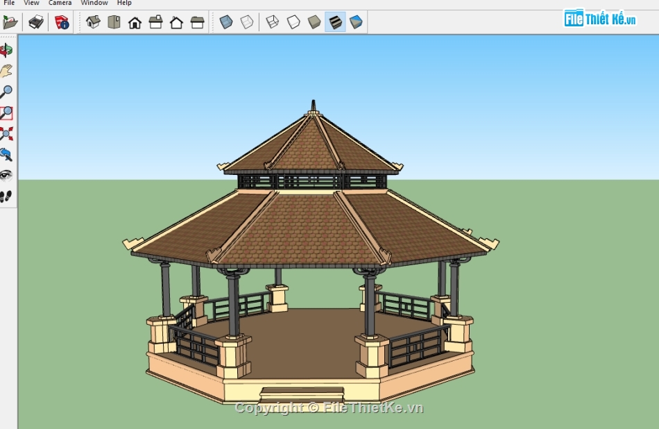chòi bát giác,Sketchup chòi,Su chòi nghỉ,su chòi bát giác
