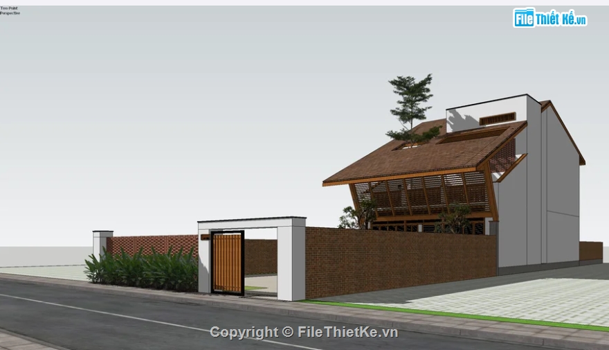 sketchup biệt thự,biệt thự sketchup,File sketchup biệt thự 2 tầng,ngoại cảnh biệt thự,ngoại cảnh biệt thự sketchup