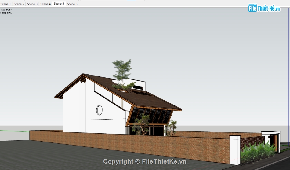 sketchup biệt thự,biệt thự sketchup,File sketchup biệt thự 2 tầng,ngoại cảnh biệt thự,ngoại cảnh biệt thự sketchup