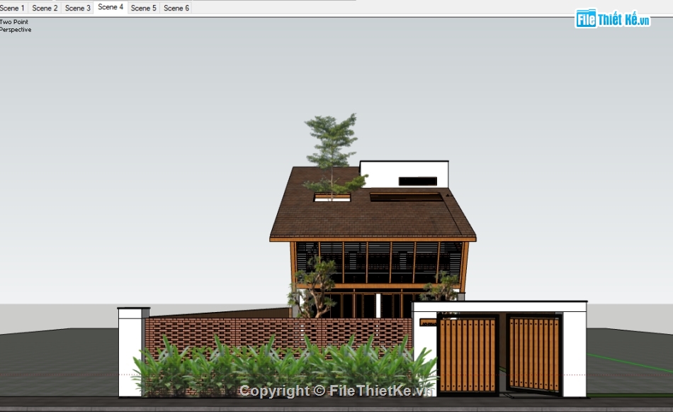 sketchup biệt thự,biệt thự sketchup,File sketchup biệt thự 2 tầng,ngoại cảnh biệt thự,ngoại cảnh biệt thự sketchup