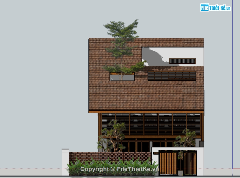 sketchup biệt thự,biệt thự sketchup,File sketchup biệt thự 2 tầng,ngoại cảnh biệt thự,ngoại cảnh biệt thự sketchup