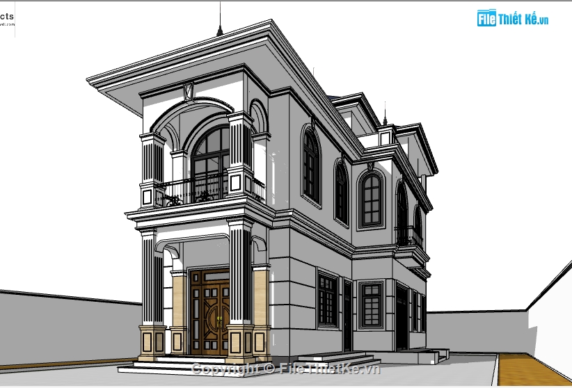 Biệt thự 8x17m,file su biệt thự 2 tầng,file su biệt thự,su biệt thự 2 tầng