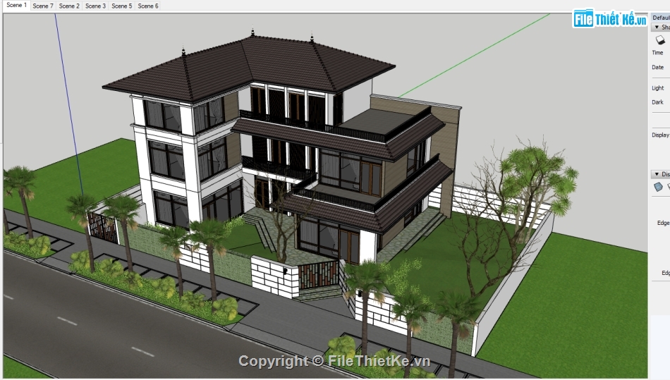 biệt thự 3 tầng 12x20m,file su biệt thự 3 tầng,su biệt thự 3 tầng,biệt thự 3 tầng sketchup