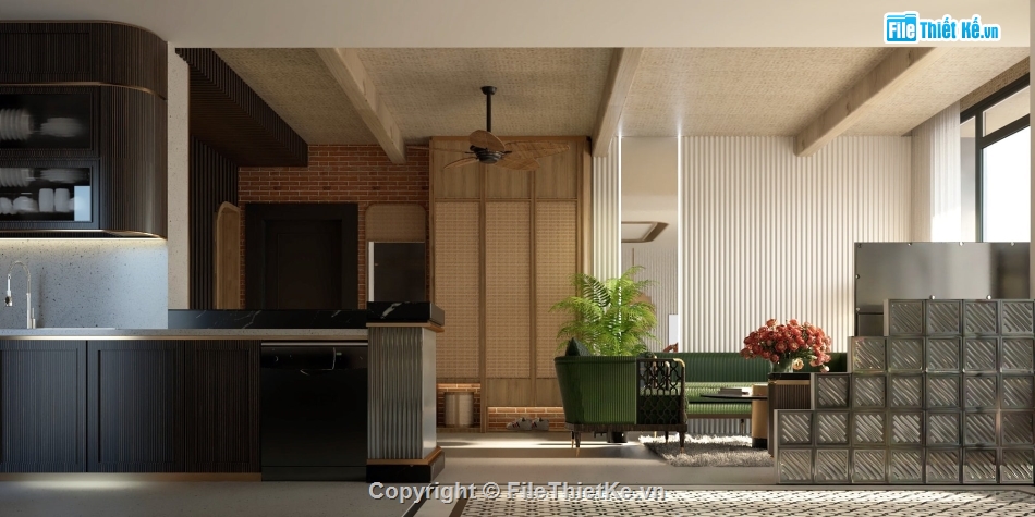 file sketchup nội thất,file sketchup nội thất căn hộ,File sketchup nội thất phòng khách,Sketchup + Vray nội thất