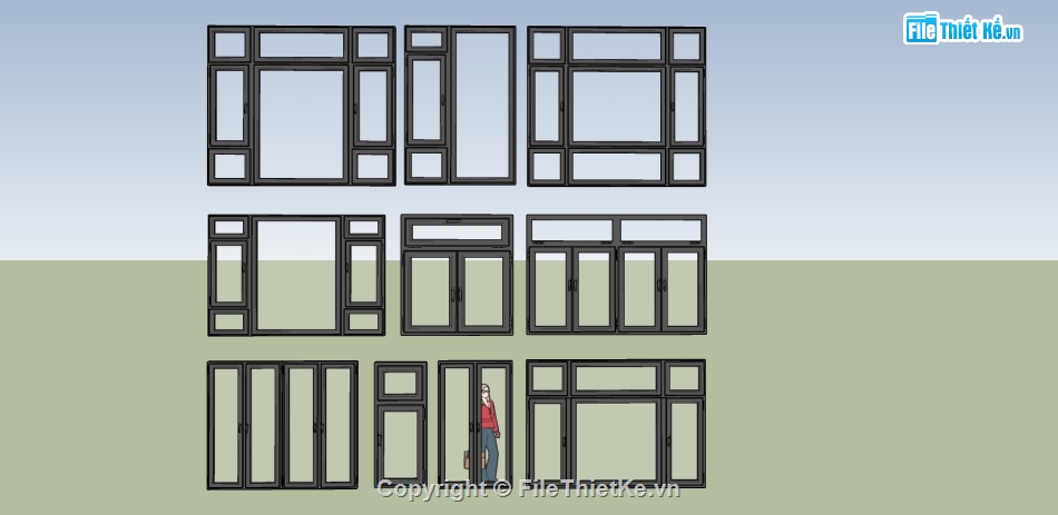 cửa nhôm huyndai,cửa nhôm TungKang,sketchup cửa nhôm,Su cửa chính cnc,File CNC cửa sketchup