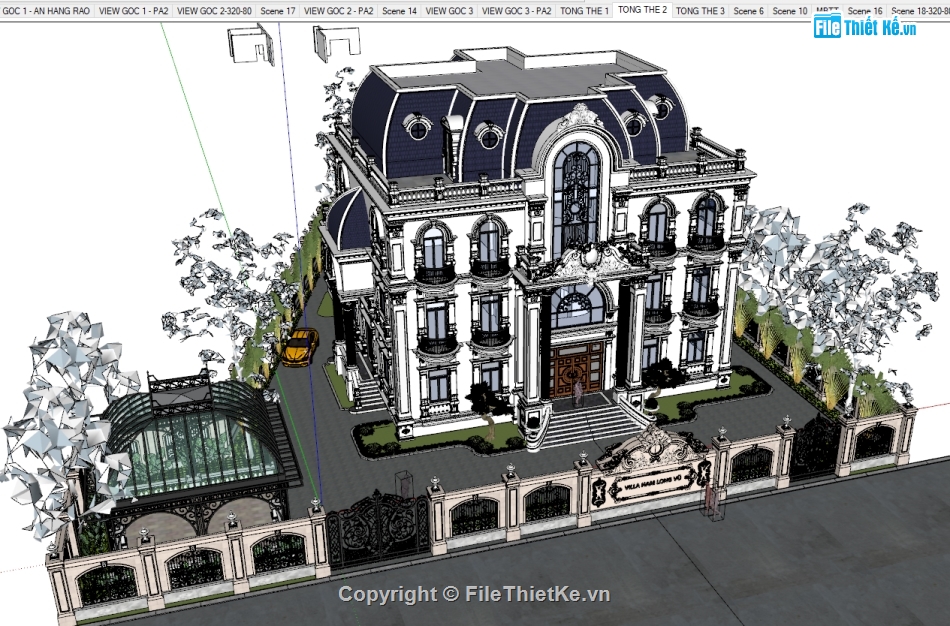 file sketchup biệt thự cổ điển,sketchup biệt thự cổ điển,Sketchup lâu đài tân cổ điển,file sketchup lâu đài