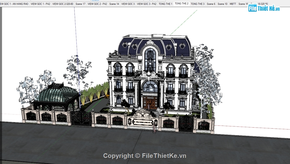 file sketchup biệt thự cổ điển,sketchup biệt thự cổ điển,Sketchup lâu đài tân cổ điển,file sketchup lâu đài