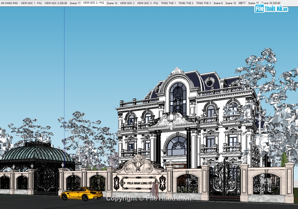 file sketchup biệt thự cổ điển,sketchup biệt thự cổ điển,Sketchup lâu đài tân cổ điển,file sketchup lâu đài