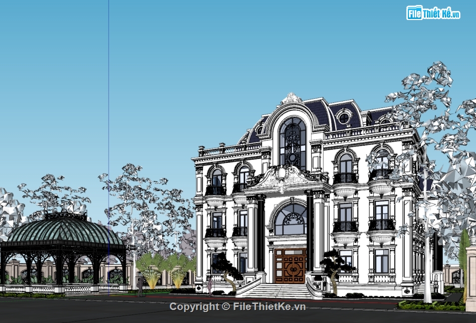 file sketchup biệt thự cổ điển,sketchup biệt thự cổ điển,Sketchup lâu đài tân cổ điển,file sketchup lâu đài